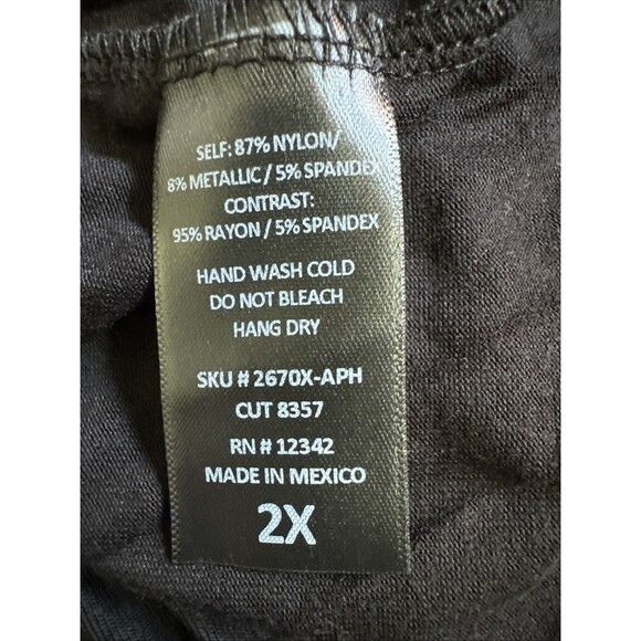 COIN 1804 Women's Plus Size Sequin Contrast Open Cardigan Black 2X - Picture 5 of 5